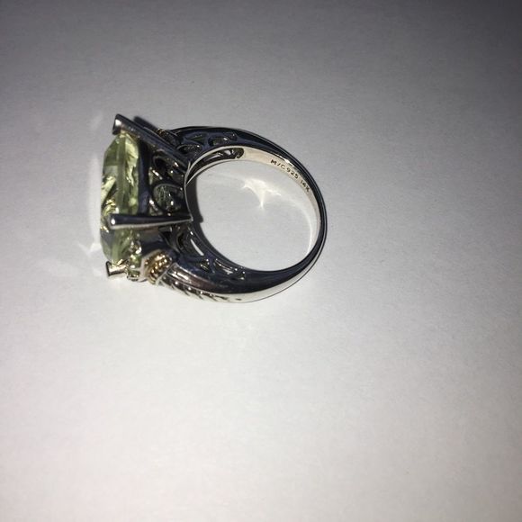 Nicolette Sterling Silver 14K Gold Green Amethyst Ring size 7 - Picture 7 of 8
